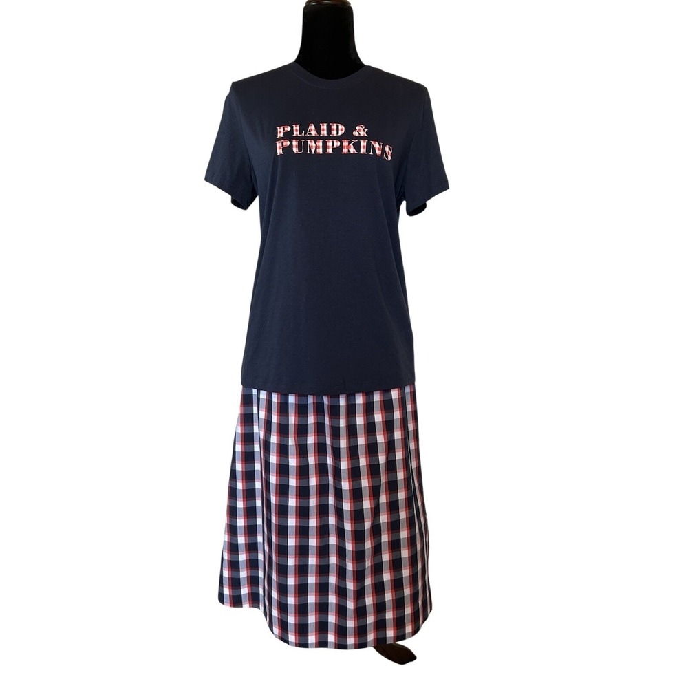 NWOT 1901 Plaid & Pumpkins Skirt And T-Shirt Set Size XL